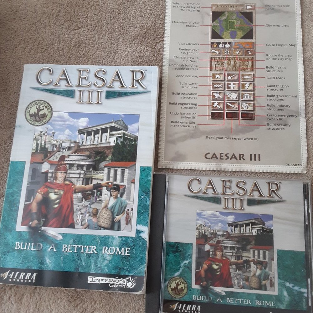Vintage Caesar III PC CD ROM Game w Booklet